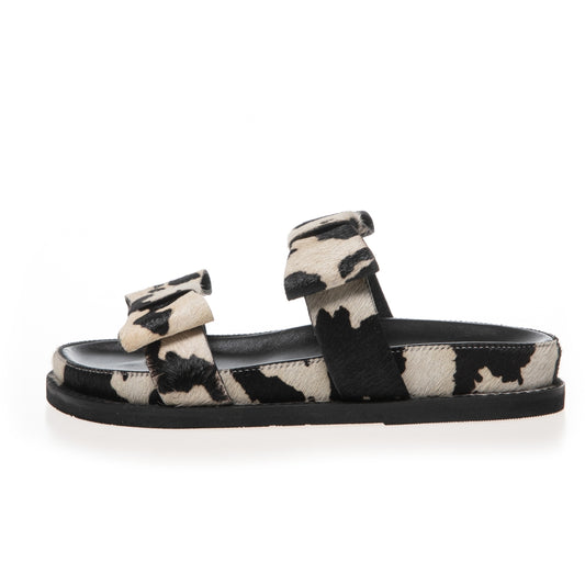 COPENHAGEN SHOES BE MY GUEST - COW PATTERN Slippers 0094 BLACK/OFF WHITE