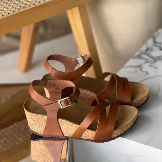 COPENHAGEN SHOES ALIDA Keilsandalen 0241 COGNAC