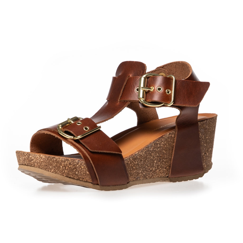 COPENHAGEN SHOES DANCE AND SMILE Keilsandalen 0241 COGNAC