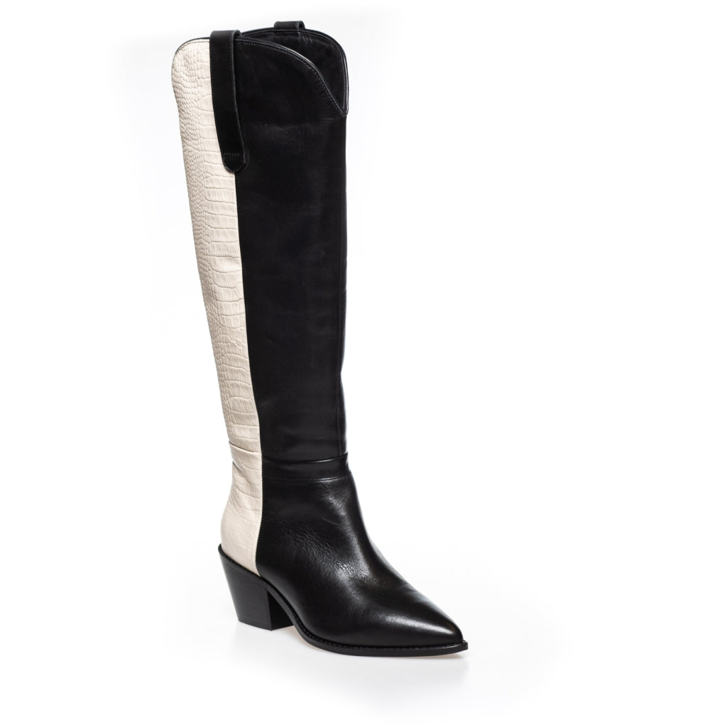 COPENHAGEN SHOES DIVIDED MULTI Long boot 0094 BLACK/OFF WHITE