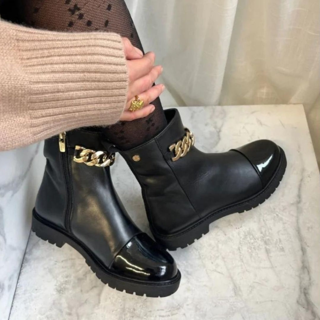 COPENHAGEN SHOES FLOWER EYES Stiefel 2210 BLACK/GOLD/PATENT