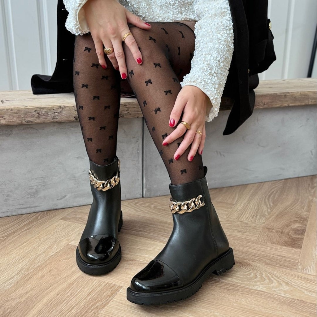 COPENHAGEN SHOES FLOWER EYES Stiefel 2210 BLACK/GOLD/PATENT