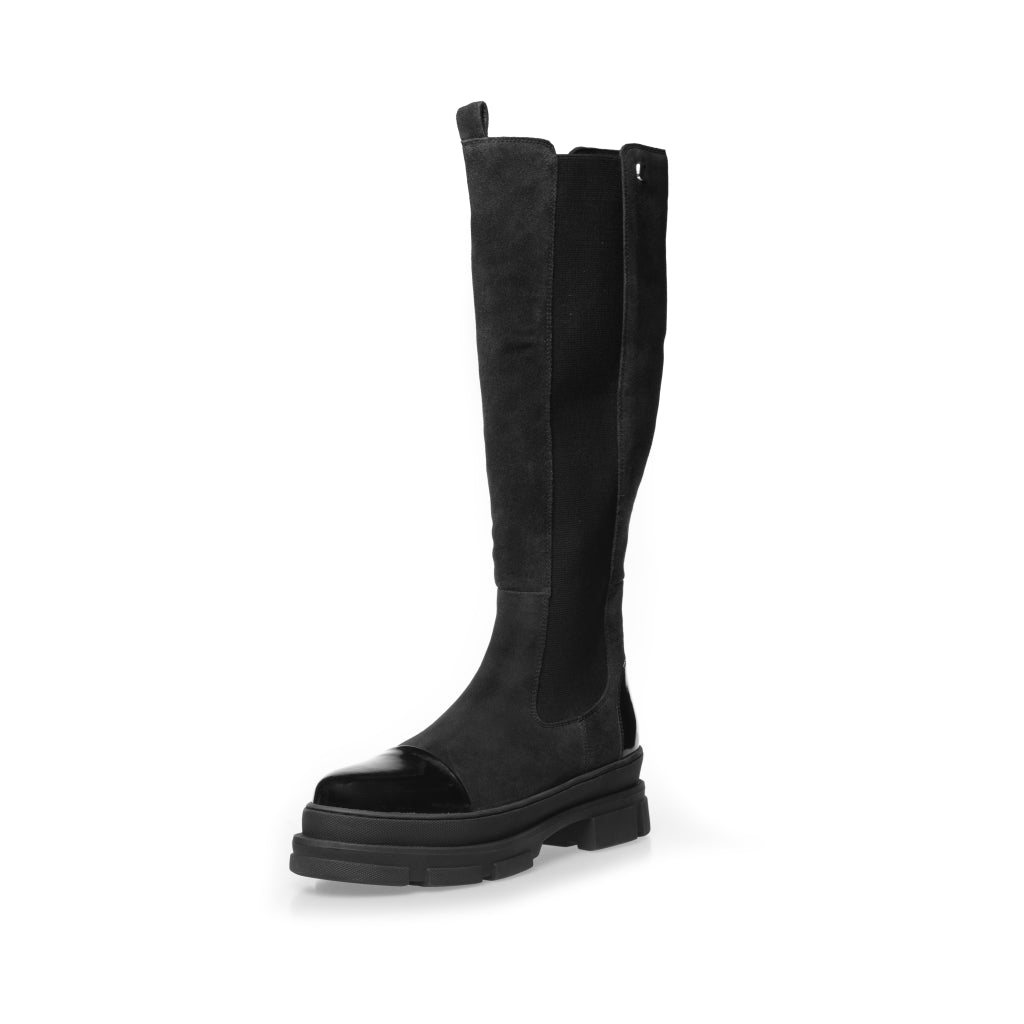 COPENHAGEN SHOES FOLLOW ME SUEDE Long boot 00010 BLACK W/PATENT TOE
