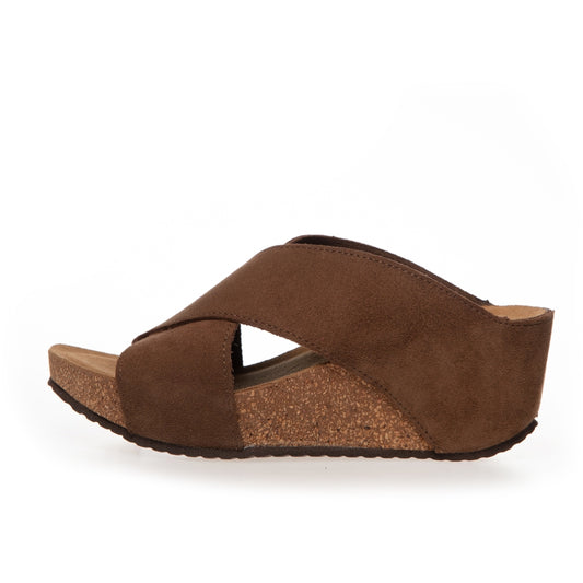 COPENHAGEN SHOES FRANCES 23 Suede Keilsandalen 00066 DARK BROWN (MARRONE 417)
