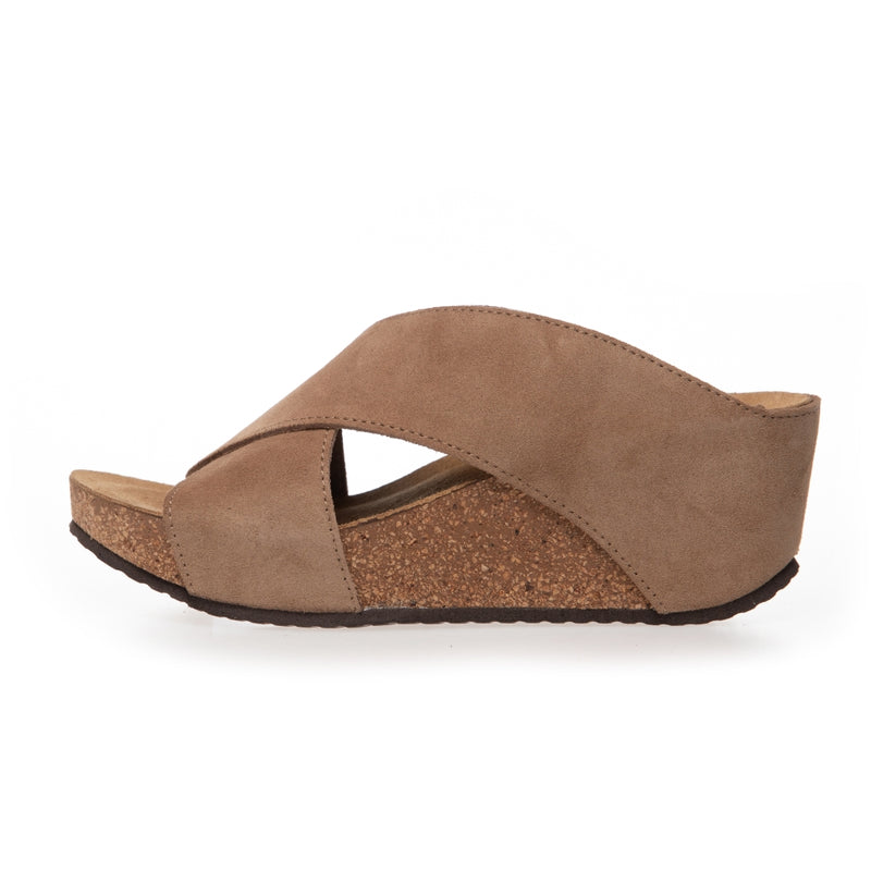 COPENHAGEN SHOES FRANCES 23 Suede Sandal wedge 00075 DARK BEIGE (BEIGE 132BIS)