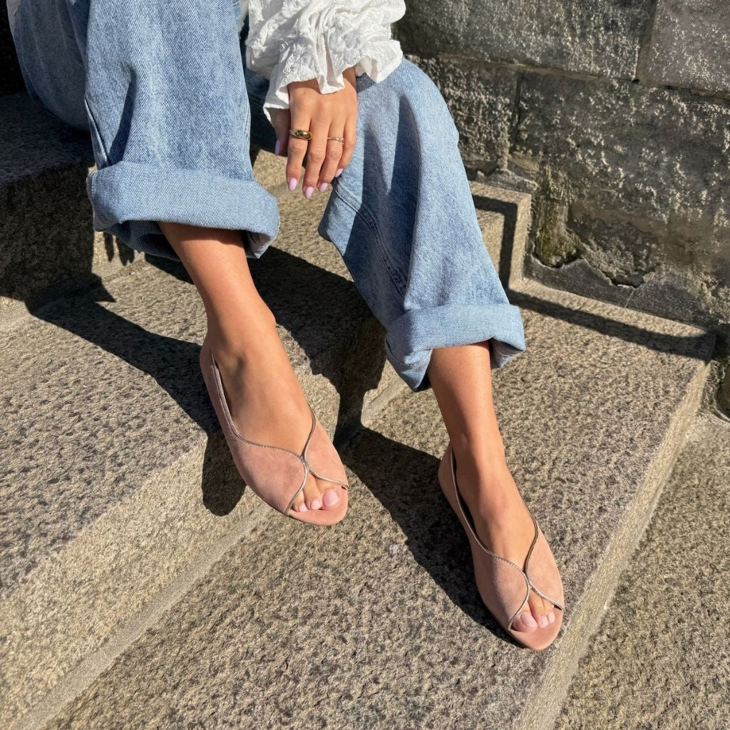 COPENHAGEN SHOES LIKE A MELODY-SUEDE Ballerinas 0303 PAPAYA/GOLD