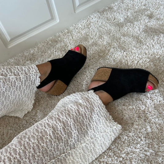 COPENHAGEN SHOES NEW COACHELLA SUEDE Keilsandalen 001 Black