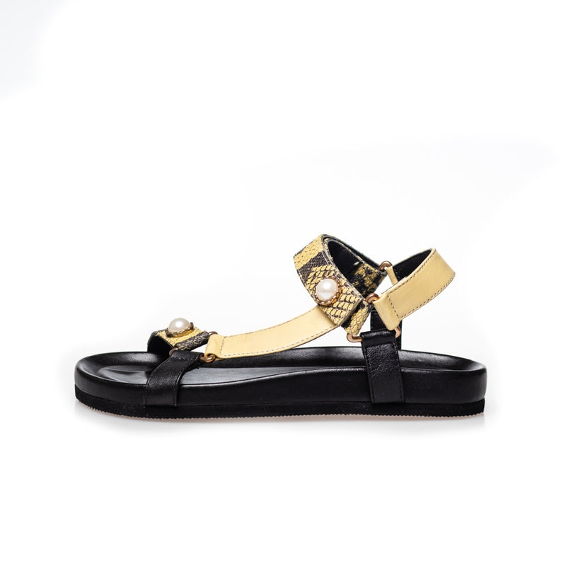 COPENHAGEN SHOES PEACE WITH PEARL 23 Sandal 0088 YELLOW/BLACK