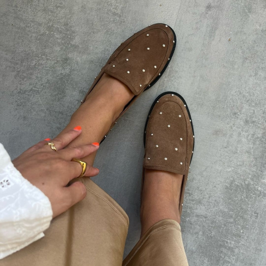 COPENHAGEN SHOES PEARL LOVERS SUEDE Loafer 0133 CAPPUCCINO