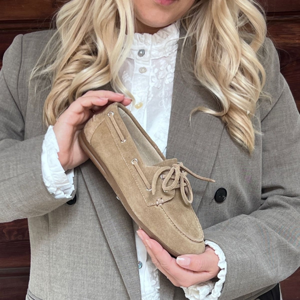 COPENHAGEN SHOES SAVANNAH SUEDE Boat Shoe 0301 BISCUIT