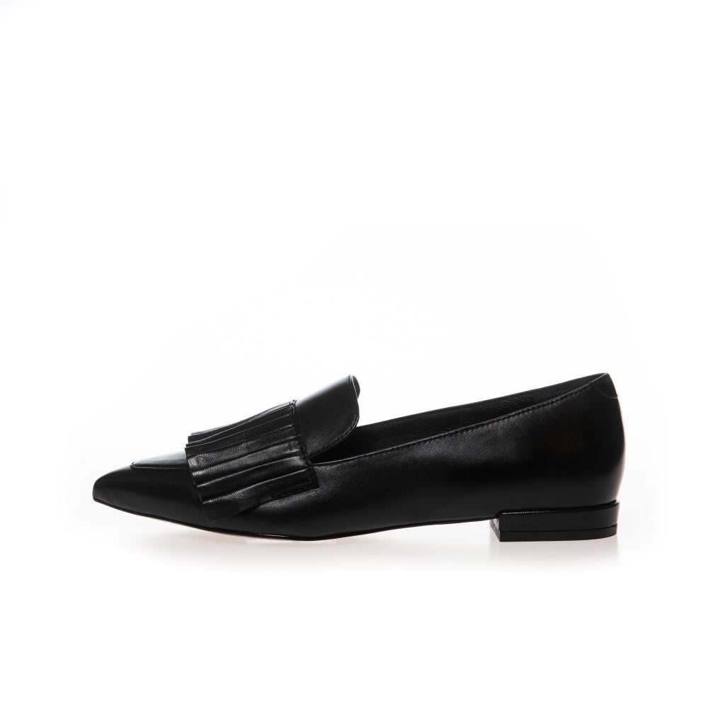 Black leather loafers store