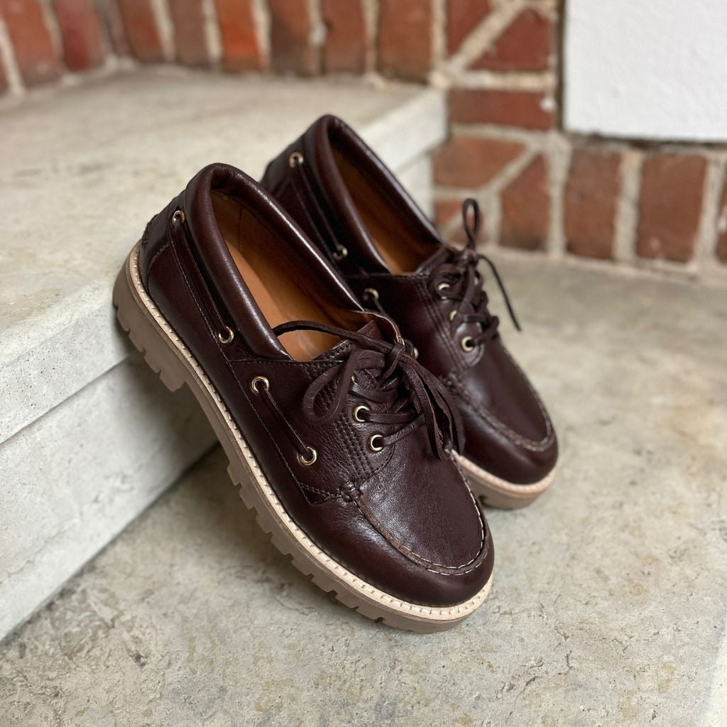 COPENHAGEN SHOES THE WALK LEATHER Boat Shoe 0018 DK BROWN