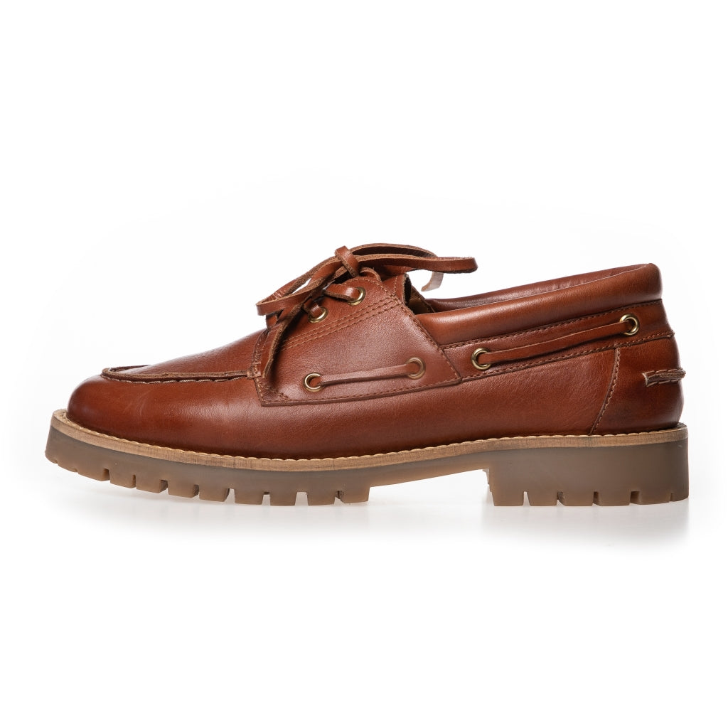 COPENHAGEN SHOES THE WALK LEATHER Boat Shoe 0241 COGNAC