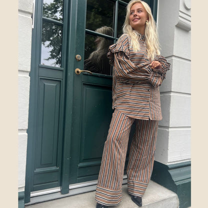 STORIES FROM THE ATELIER by COPENHAGENSHOES WHEN YOU LISTEN TOP SHIRT 0895 COFFEE STRIPE