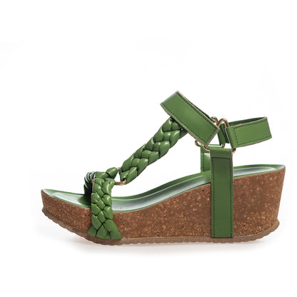 COPENHAGEN SHOES WOVEN LADY Keilsandalen 0027 GREEN