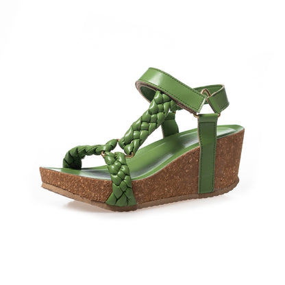 COPENHAGEN SHOES WOVEN LADY Keilsandalen 0027 GREEN