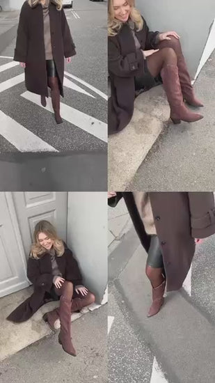 COPENHAGEN SHOES DIVIDED SUEDE Long boot 0035 DARK BROWN (COFFEE BEAN)