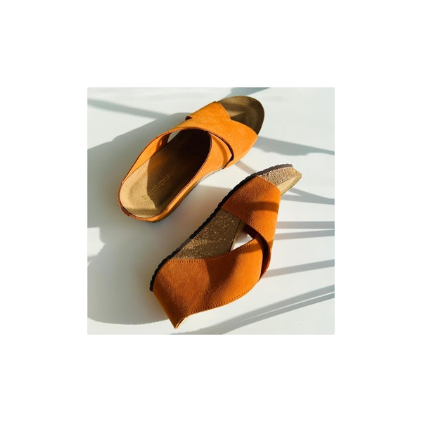 COPENHAGEN SHOES FRANCES 23 Suede Sandal wedge 00065 ORANGE (ARANCIO 400)