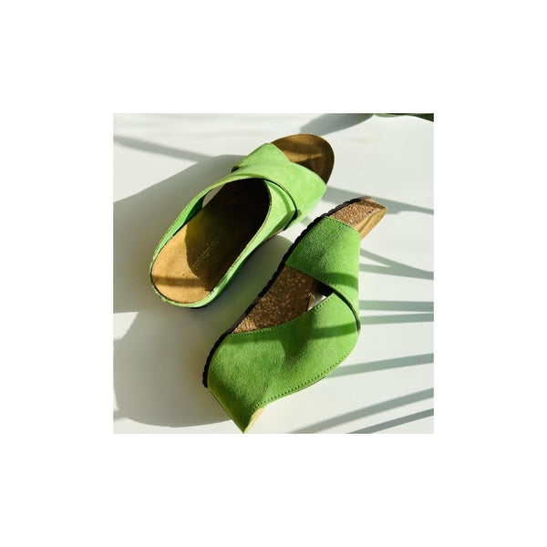 COPENHAGEN SHOES FRANCES 23 Suede Sandal wedge 00077 LIME (LIME 401)