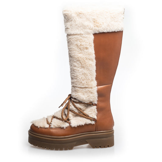 COPENHAGEN SHOES SNOW BY SNOW 22 HIGH Long boot 2229 COGNAC OFF-WHITE